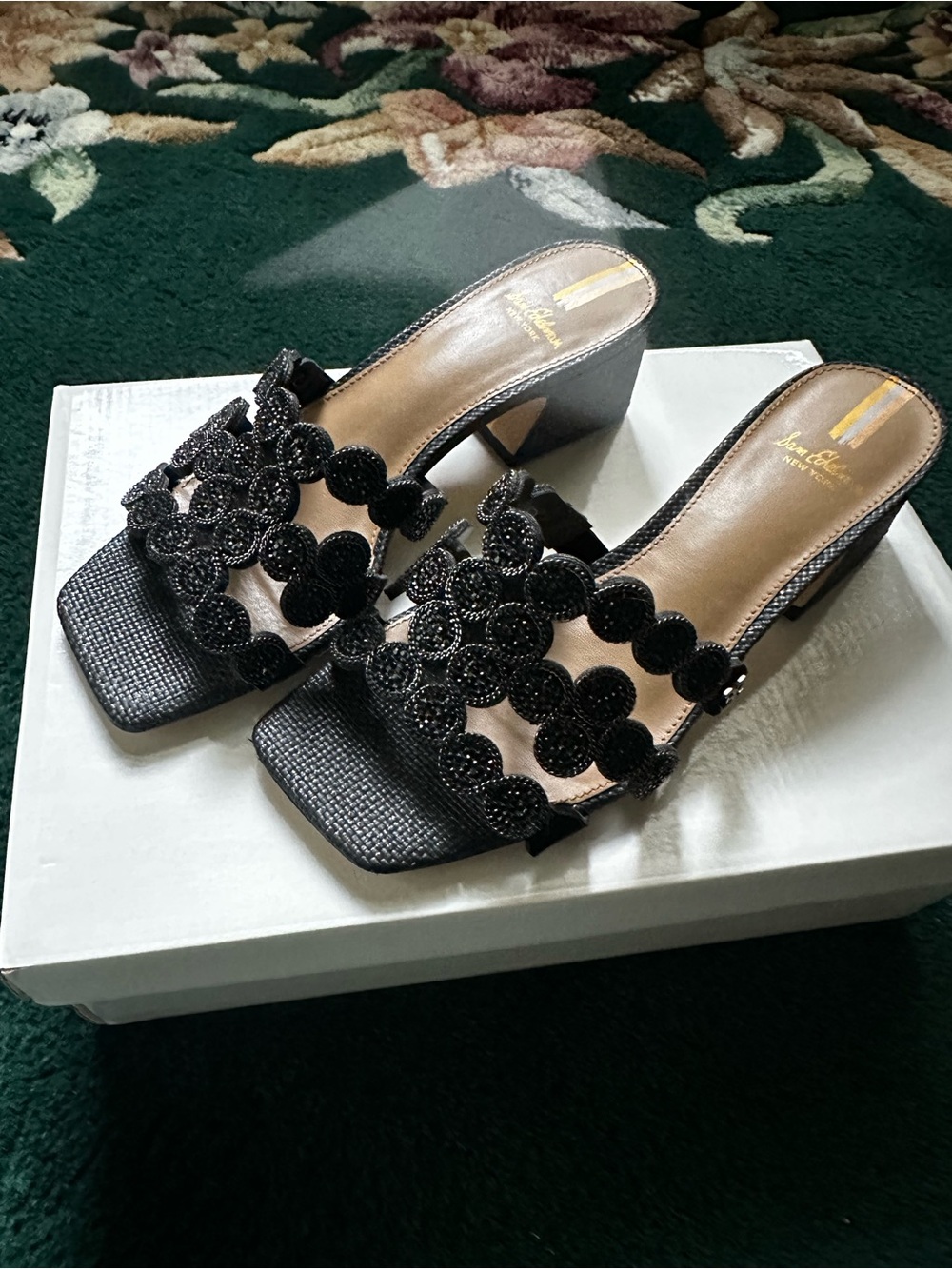Sam Edelman Women's Black Beaded Block Heel Sandals Never worn